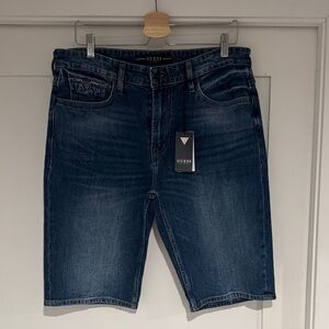 GUESS Men's Dark Blue Jean Shorts